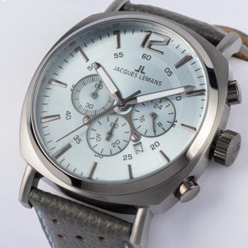 Jacques Lemans Montre Acier Cuir Bleu 1-1645S