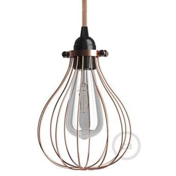 Copper Finished Naked Light Bulb Cage Lampshade with Adjustable Collar
