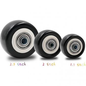 4 Pcs 1.5/2/2.5 Inch Black Rubber Caster Wheels