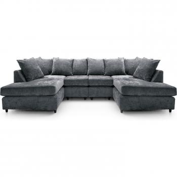 Abakus Direct Harriet Crushed Chenille U‑Shape Living Room Sofa (Dark Grey)