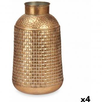 Vaso Dorato in Metallo con Rilievo 22,5 x 39,5 x 22,5 cm (4 Pezzi)