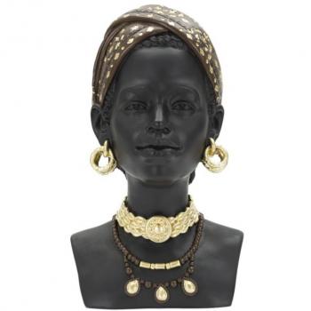 Scultura tribale donna Masai in resina nera cm 19x18,5x30