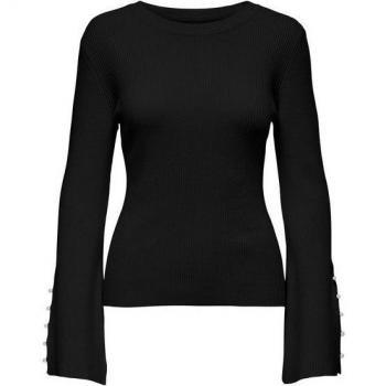 Schwarzer Strickpullover ONLNATASCHA LS O-NECK PEARL für Damen XL