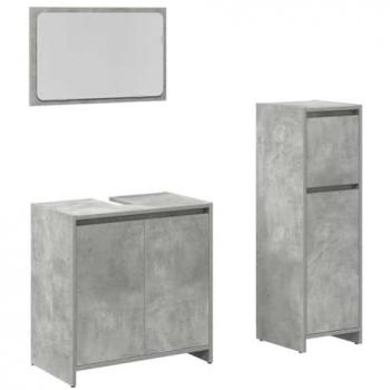 Ensemble de meubles de salle de bain 3 pcs en bois gris béton