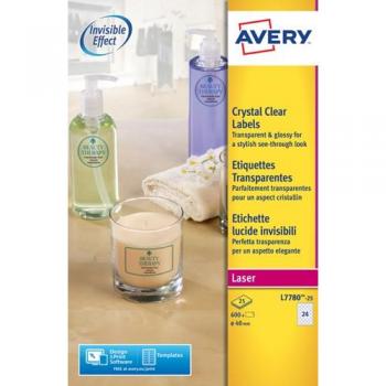Avery transparante etiketten 40 mm, 600 stuks, 24 per vel