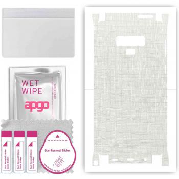 Apgo SafeCover Galaxy Note 9 – Film enveloppant 100 %, motif lin blanc