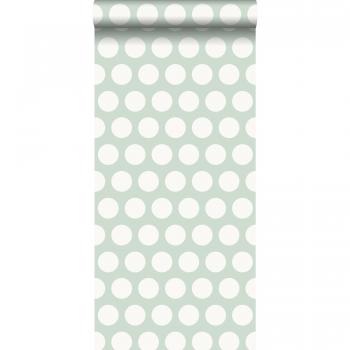 Papier peint à pois vert menthe