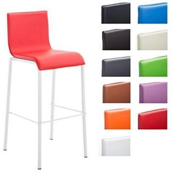Kunstleder-Barhocker AVOLA – 1‑Sitz-Stapelbar, weißes Metallgestell, Fußstütze