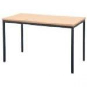Niceday Rectangular Dining Table, Beech MFC & Alu Top, Black Metal Frame