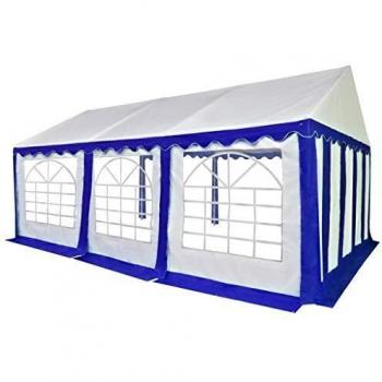 Gazebo Esterno PVC 3x6 m Blu e Bianco