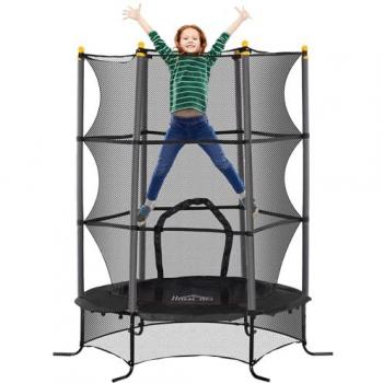 HOMCOM Cama Elástica Infantil Ø163x190 cm Trampolín para Niños de +3 Años con Red de Seguridad y Marco de Acero Carga 50 kg para Interior y Exterior Negro