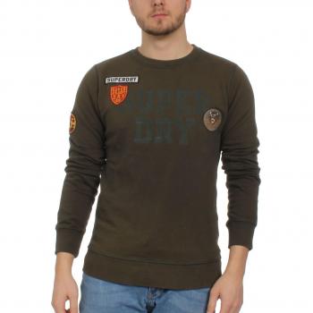 Herrenpullover Superdry UPSTATE WASH, Oliv, Crew Cut, L
