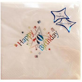 NPK Napkins with Foil Print for 70th Birthday Celebration (Set of 15)