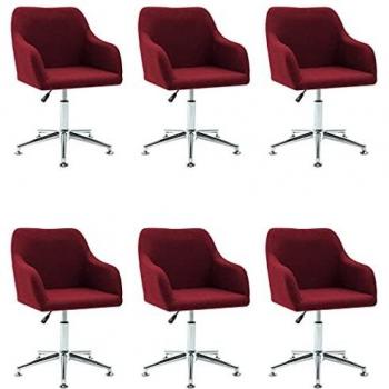 Chaises de cuisine 6X vidaXL – pivotantes, tissu rouge Bordeaux
