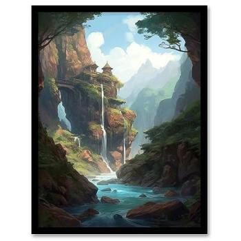 Fantasy Falls Fortress – Enchanted Forest Entry Print