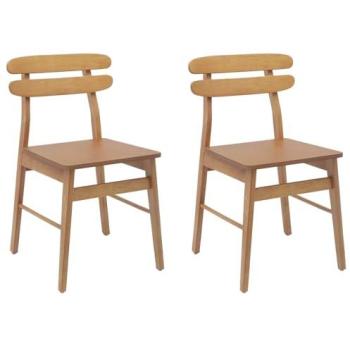 VidaXL Dining Chair Pair – Natural Rubber Wood