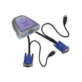 Dexlan Commutateur KVM Mini 2 ports VGA/USB avec câbles intégrés