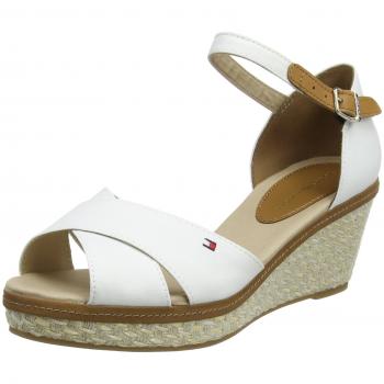 Tommy Hilfiger Damen Iconic ELBA Riemchensandalen, Whisper White