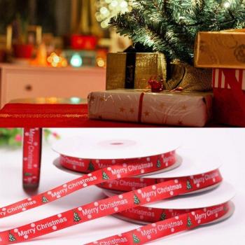 Kerstdecoratie Rood Lint met Sneeuwvlok Motief 10 Rollen