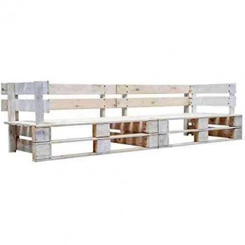 Divano da Giardino a 2 Posti su Pallet Bianco in Legno