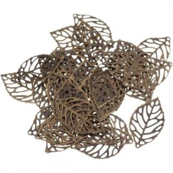 100Pcs Leaf Shaped Filigree Connectors for DIY Projects