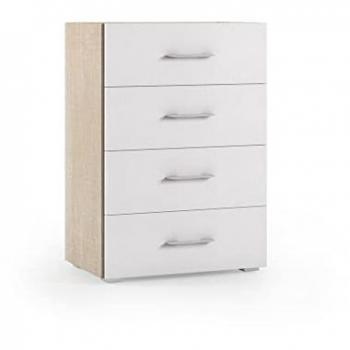 Mueble de baño con cajones y acabado blanco y roble