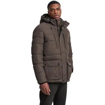 Olivfarbene Steppjacke mit Kapuze