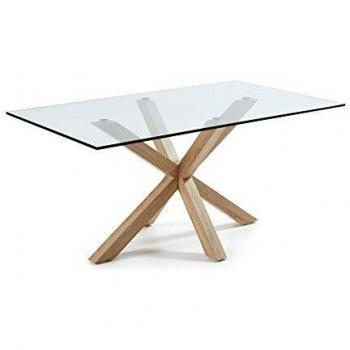 Table Argo Kave Home : Verre Rectangulaire 180 × 100 cm avec Pieds en Acier