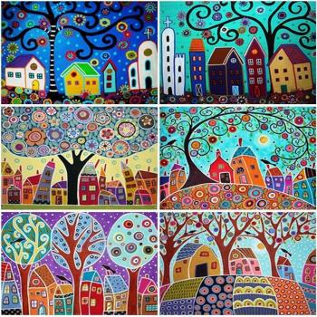 5D DIY Diamantkreuzstich – Abstrakter Baum, Runder Bohrer, Mosaik, Cartoon, Stickerei, Heimdeko, Geschenk, 20 × 30