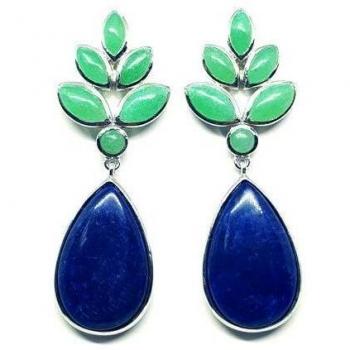 Pendientes Aloha de plata con aventurina verde y sodalita