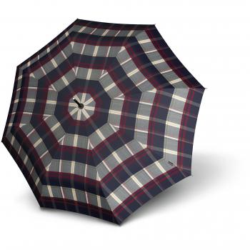 Knirps T.703 AUTOMATIC CHECK – Leichtster Langschirm für zwei Personen, Polyester, mit Automatikfunktion (Navy/Bordeaux)