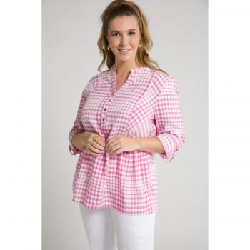 Blusa a quadri oversize, Donna, Rosa, Taglia: 60/62, Viscosa/Poliestere