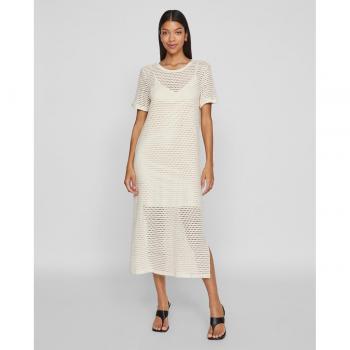 Vestido Adella Beige: Estilo Midi con Encaje y Forro