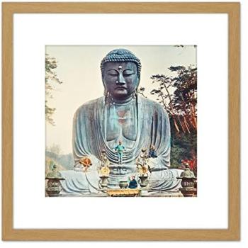 Artery8 Light Oak 8x8 Ogawa Bronze Buddha Daibutsu Print – Kamakura, 1897