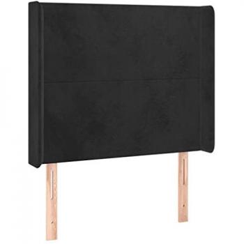 Testiera Letto Nera 103x16x118/128 cm in Velluto