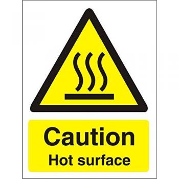 Seco Caution Hot Surface Sign, Self Adhesive Vinyl