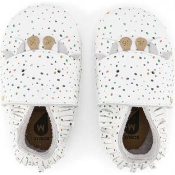 Chaussons Bobux en coton blanc, L, motif tacheté