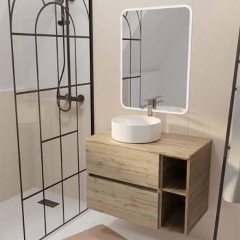 Mueble de baño 80 cm Roble con Cajones y Estantes