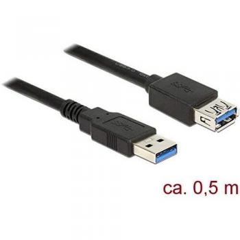 Delock USB-Kabel USB 3.2 Gen1 (USB 3.0 / USB 3.1 Gen1) USB-A Stecker, USB-A Buchse 0.50 m Schwarz