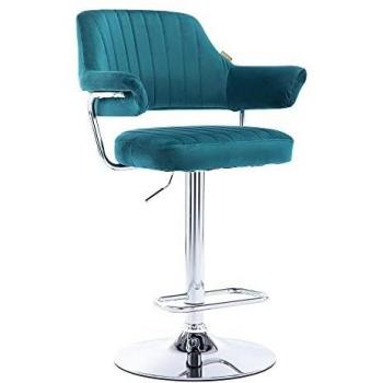 HNNHOME Modern Emper Padded Swivel Velvet Bar Stools (Teal)
