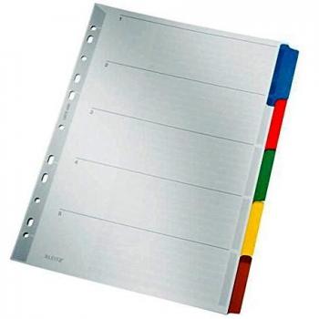 Intercalaires A4 Leitz, carton mylar, blanc, gris, 5