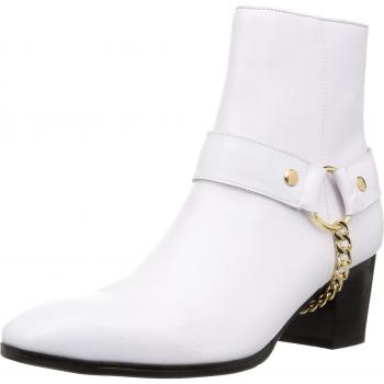 Men’s Japanese Leather Short Heel Boot – Classic White, Size 40