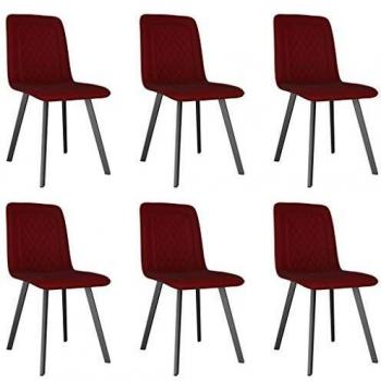 Stilvolle rote Samt-Esszimmerstühle 6er Pack