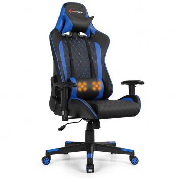 Massage-Enhanced Gaming Chair with Headrest