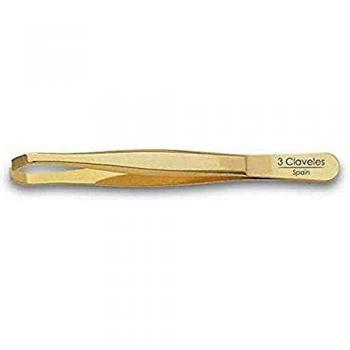 3 Claveles Pince à Épiler Pointe Crabe Doré 9 cm
