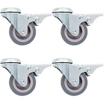 50 mm Bolt Hole Swivel Casters, Set of 4, with Double Brakes, vidaXL