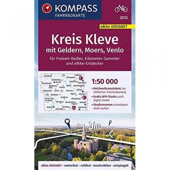 KOMPASS Fahrradkarte 3213 Kreis Kleve mit Geldern, Moers, Venl 1:50.000