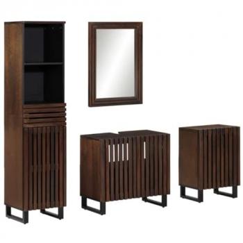 VidaXL 4-Piece Bathroom Furniture Set, Solid Wood, Mango