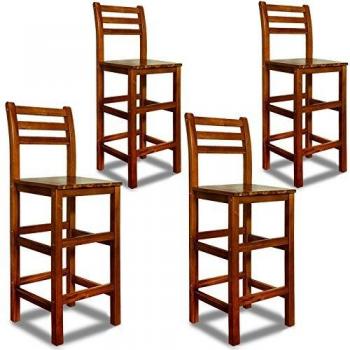 4x Tabouret de bar haut en Bois d'acacia 110 cm