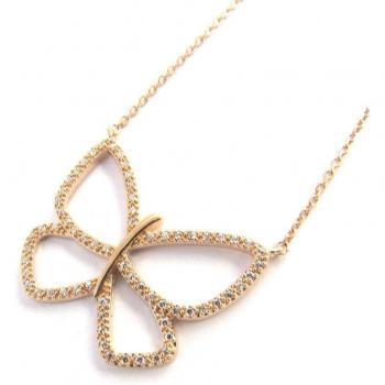 M7183 : Collier doré rosé Papillon Lumière de la collection Altesse
